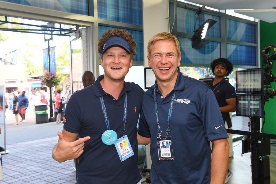 Here I am backstage with my colleague Patrick Dunn, Host at the TWC Clubhouse at the U.S. Open.