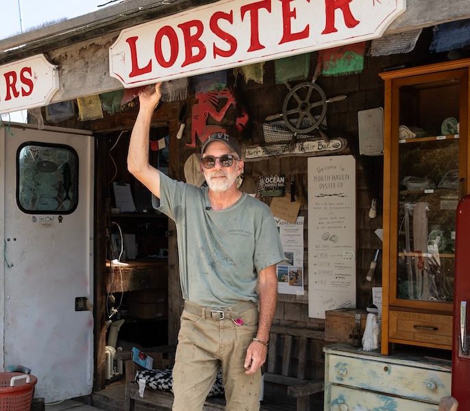 Lobsterman Adam Campbell at his business in North Haven, Maine.